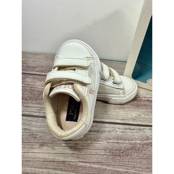Polo Ralph Lauren Baby Crib Shoes Girls Vintage Box White Pink Size 4 - Picture 15 of 16